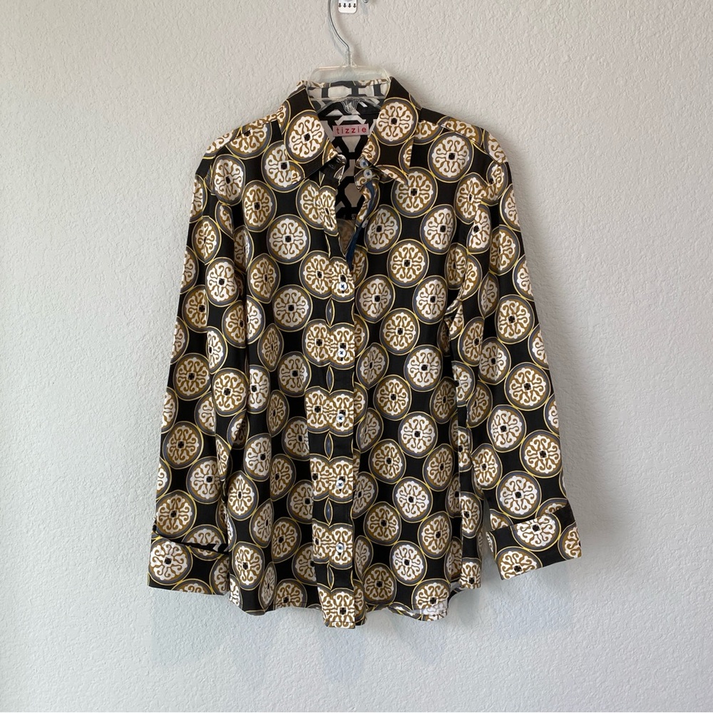 Tizzie Button Up Cotton Blend Blouse Size Small